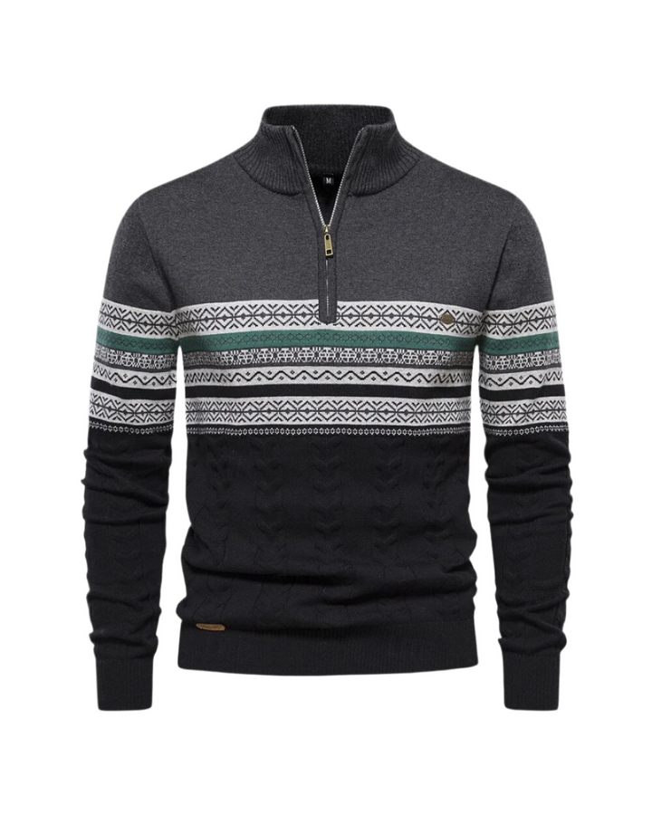 Magnus København | Frederico Cotton Zip Sweater med Mønster