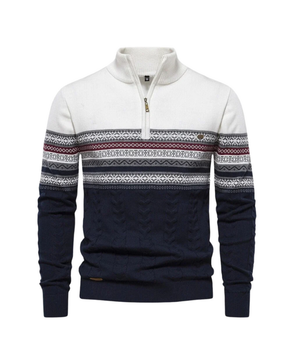 Magnus København | Frederico Cotton Zip Sweater med Mønster