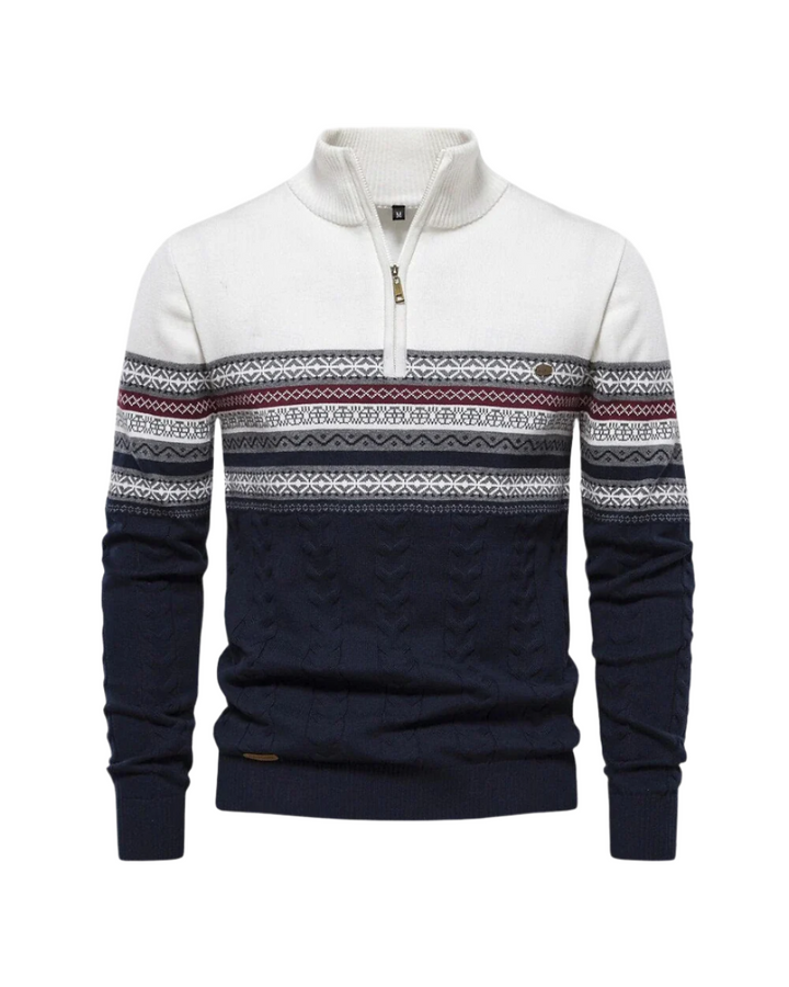 Magnus København | Frederico Cotton Zip Sweater med Mønster