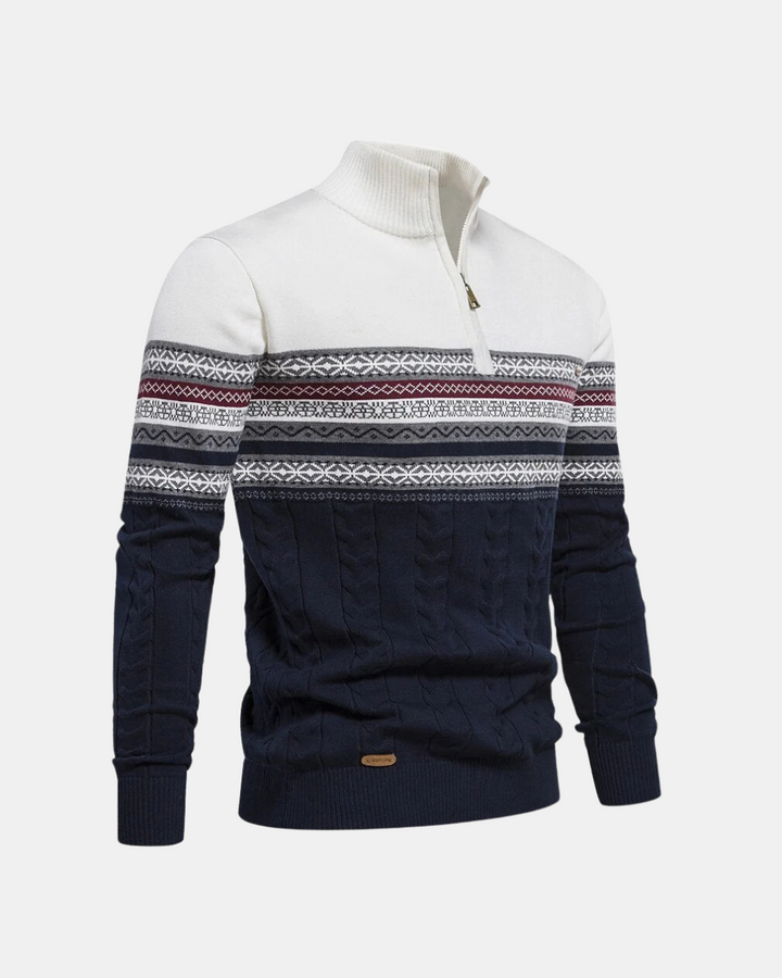 Magnus København | Frederico Cotton Zip Sweater med Mønster