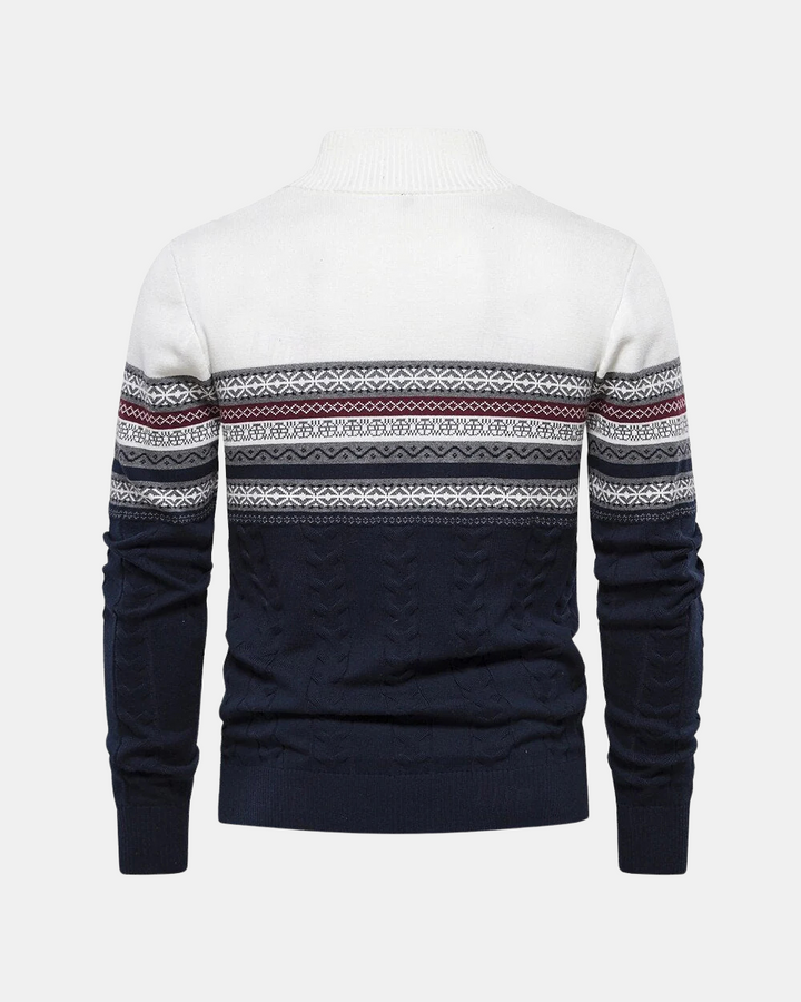Magnus København | Frederico Cotton Zip Sweater med Mønster