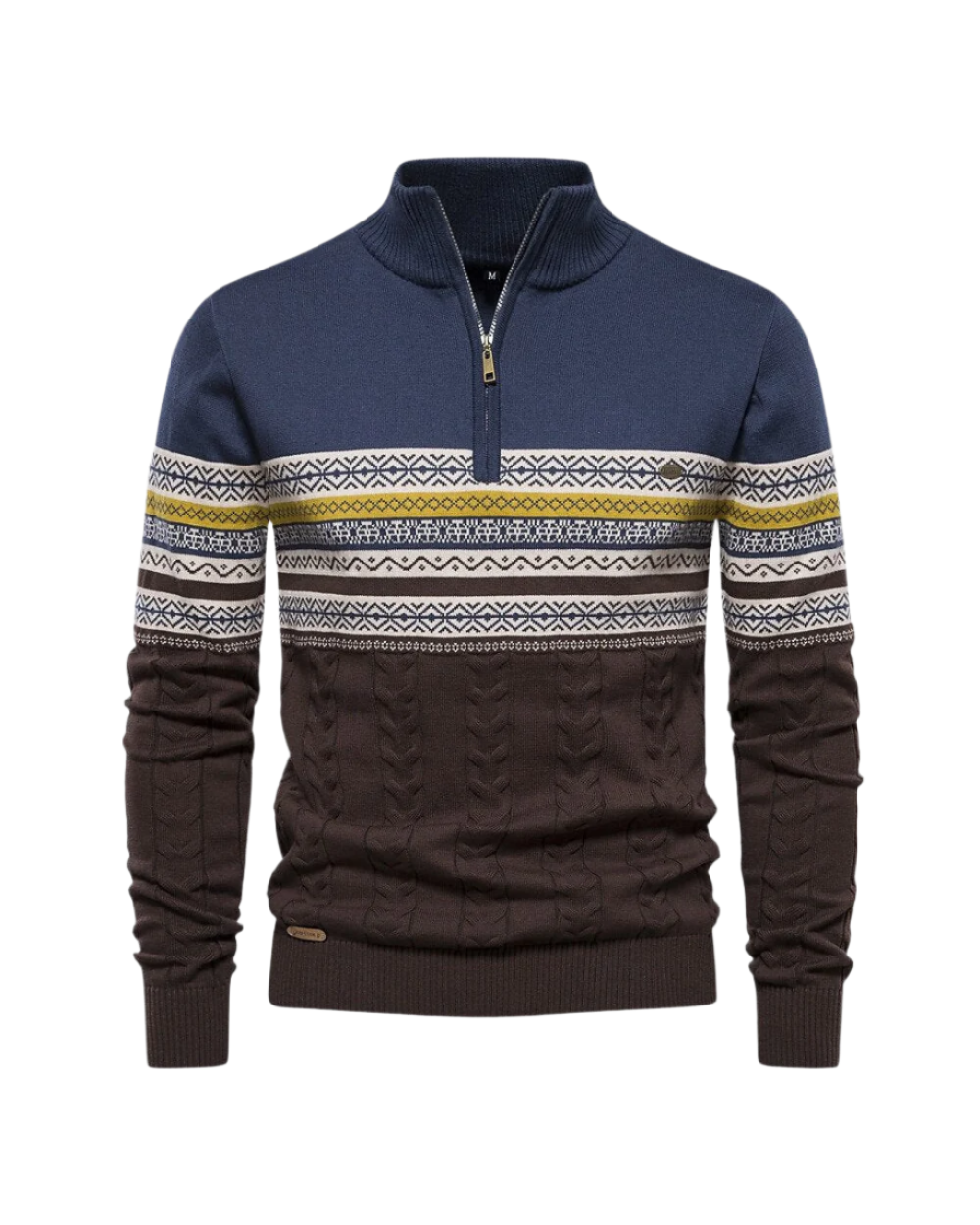 Magnus København | Frederico Cotton Zip Sweater med Mønster