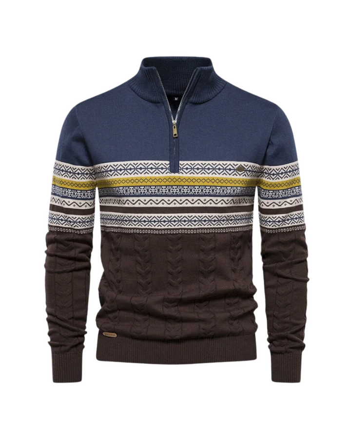 Magnus København | Frederico Cotton Zip Sweater med Mønster