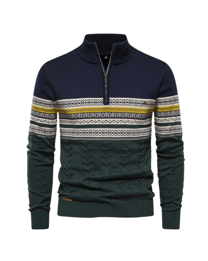 Magnus København | Frederico Cotton Zip Sweater med Mønster