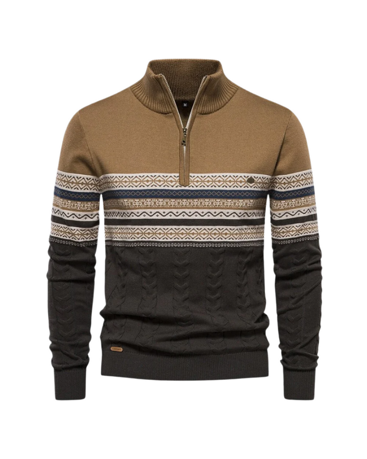 Magnus København | Frederico Cotton Zip Sweater med Mønster